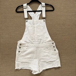 Abercrombie & Fitch White Jean Short Overalls